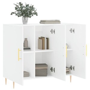 Buffet Armoire De Rangement VidaXL - 90x34x80 Cm, Bois D'ingénierie, 3 Portes, Blanc, Pour Salon Ou Salle à Manger