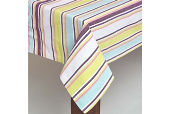 nappe de table homescapes nappe de table en coton à rayures osaka vert, 137 x 178 cm