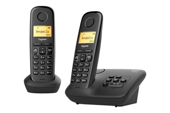 Téléphone sans fil Gigaset A270A Duo - Téléphone sans fil - système de répondeur avec ID d'appelant - DECT\GAP - noir + combiné supplémentaire