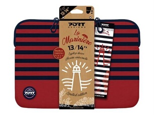 La Marinière - Housse d'ordinateur portable - mousse à mémoire de forme - 13" - 14" - rouge, marine