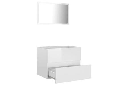 Salle de bain complète vidaXL Ensemble de meubles de bain 2 pcs Blanc brillant Aggloméré