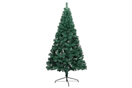 Sapin de noël vidaXL Demi-arbre de Noël artificiel pré-éclairé et boules vert 150 cm