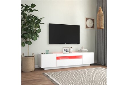 Meubles TV vidaXL Meuble TV avec lumières LED blanc 160x35x40 cm