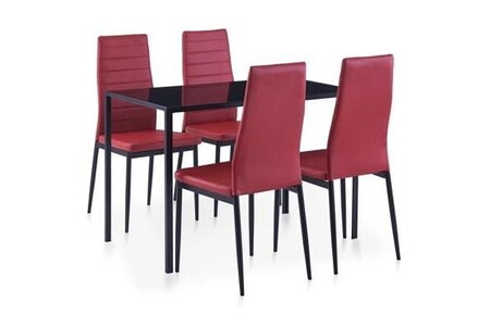 Table de cuisine vidaXL Mobilier de salle à manger 5 pcs Rouge bordeaux