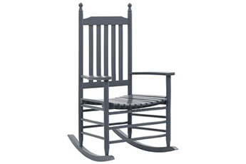 fauteuil de relaxation vidaxl chaise à bascule avec siège incurvé gris bois de peuplier