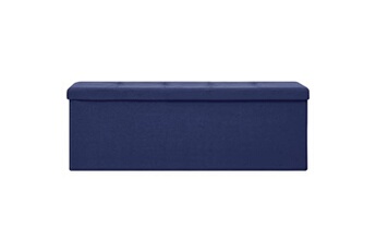 banc coffre vidaxl banc de rangement pliable bleu faux lin