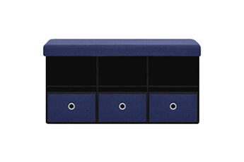 banc coffre vidaxl banc de rangement pliable bleu 76x38x38 cm faux lin