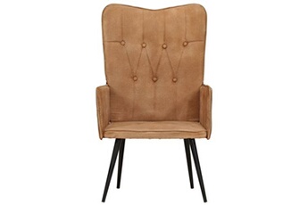 fauteuil de relaxation vidaxl chaise à oreilles marron toile