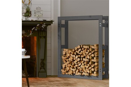 Porte-bûches vidaXL Support pour bois de chauffage Gris 80x25x100 cm Bois de pin