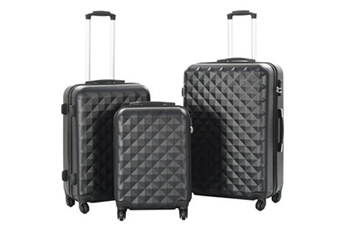 valise vidaxl valise rigide 3 pcs noir abs