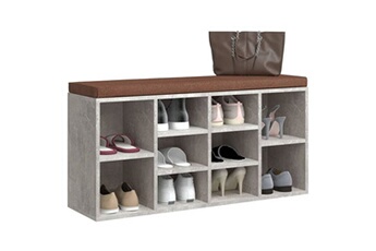 banc coffre vidaxl banc à chaussures gris béton 103x30x48 cm bois d'ingénierie
