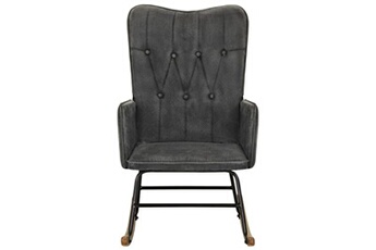 fauteuil de relaxation vidaxl fauteuil à bascule noire vintage toile