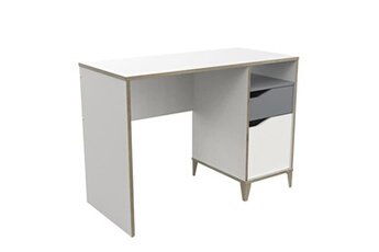 bureau droit demeyere bureau 1 porte - genius - blanc et gris - 106,6 x 50 x 76,4 cm -