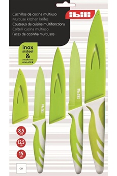 couteau ibili 727650 set de 3 couteaux verts 8.5+12.5+15cm