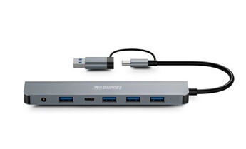 Hub USB Urban Factory 7 ports USB A 3.0 + Adaptateur USB A femelle USB C mâle + Alimentation 5V - vue 2