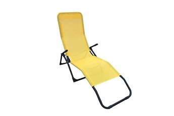 chaise longue - transat generique bain de soleil de jardin en acier fiesta 2 positions jaune banana