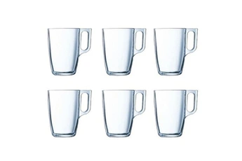 tasse et mugs luminarc lot de tasses nuevo transparent verre (320 ml) (6 unités)