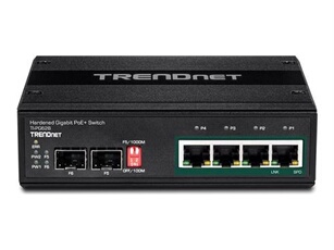 TI-PG62B - Commutateur - non géré - 4 x 10/100/1000 (PoE+) + 2 x Gigabit SFP - Montage sur rail DIN, fixation murale - PoE+ (120 W) - Tension CC -