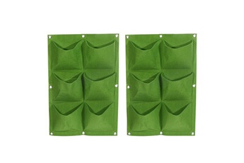 sac à planter uxcell sac de plantation mural vertical 2 pièces - 6 pochettes - 60x40cm vert