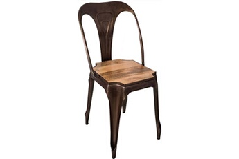 chaise antic line créations - chaise en métal assise en manguier antique