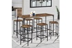 ID Market Ensemble table haute de bar DAYTON 150 cm et 6 tabourets effet vieilli design industriel photo 1