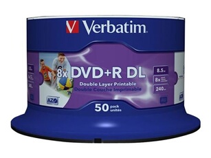 - 50 x DVD+R DL - 8.5 Go 8x - surface imprimable par jet d'encre - spindle