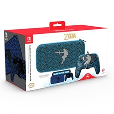 Pack Manette filaire Rematch Glow Noir bleu pour Nintendo Switch Nintendo Switch Lite et Nintendo Switch Modèle OLED + Etui de voyage GID Sheikah