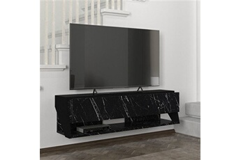meubles tv premium xl meuble tv mural kimitoön 120 x 32 x 33 cm effet marbre noir [en.casa]