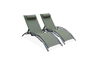 chaise longue - transat sweeek duo de bains de soleil aluminium savane - transats aluminium et textilène