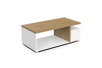 table basse demeyere table basse rectangulaire access - 3 niches - décor chêne hamilton et blanc - l 91,8 x p 50 x h 36 cm