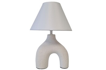 lampe à poser ixia lampe en céramique beige et blanche 33.5 cm