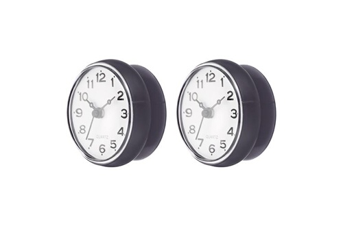 Mini horloge mignonne étanche avec ventouse - 2 pièces - 75mm Gris  foncé/Noir