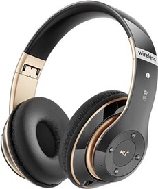 Casque audio vendos85 Casque Bluetooth sans Fil 40 Heures avec Microphone HD Intégré or noir AQ0814