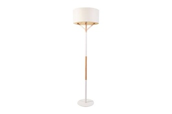 lampadaire vente-unique.com lampadaire scandinave en métal, lin et bois d'hévéa - d. 44 x h. 164 cm - naturel et blanc - addis