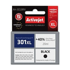 Ink Cartridge AH-301BRX for HP Printer, Compatible with HP 301XL CH563EE; Premium; 20 ml; black. Prints 40% more.