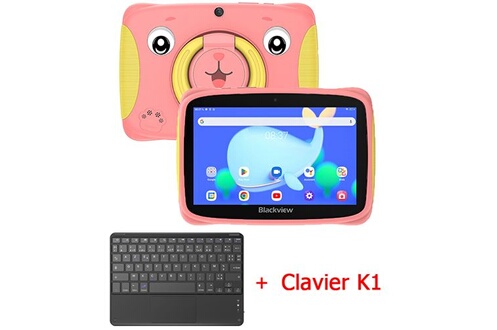 Tablette tactile Blackview Tab 3 Kids Tablette Enfants Android 13 7 60HZ  4Go+32Go/SD 1To 3280mAh WiFi Éducative Tablette Rose Avec Clavier K1
