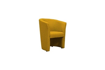 fauteuil de salon meubletmoi fauteuil cabriolet rond en tissu jaune moutarde - cabri