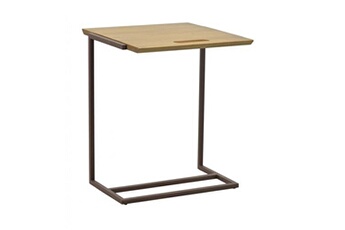 table d'appoint meubletmoi table auxiliaire table d'appoint en pin et métal marron - linea