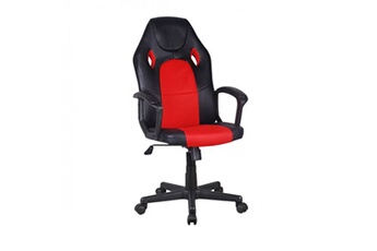 fauteuil de bureau meubletmoi fauteuil gaming rouge et noir en simili avec assise réglable - glitch