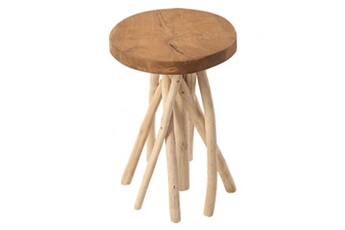 table d'appoint meubletmoi table d'appoint artisanal en bois de teck et piètement emmêlé - okto