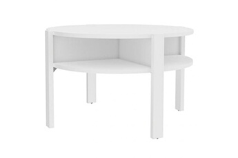 table d'appoint meubletmoi table d'appoint h. 45,5 cm x d. 74,4 cm ronde décor blanc uni - rozaly