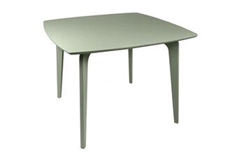 table à manger meubletmoi table de repas carrée verte piètement hévéa massif - woli 3286