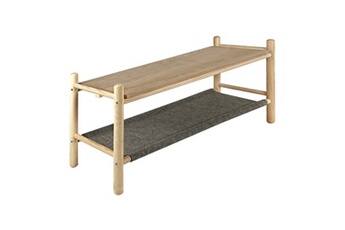 banc coffre meubletmoi bout de lit l.96 cm en bois de frêne et feutrine gris - agde 6575