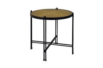 table d'appoint meubletmoi table d'appoint en métal noir avec plateau rond et doré - oro 8806