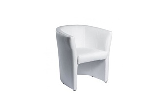 fauteuil de salon meubletmoi fauteuil cabriolet blanc en simili design contemporain - cabri