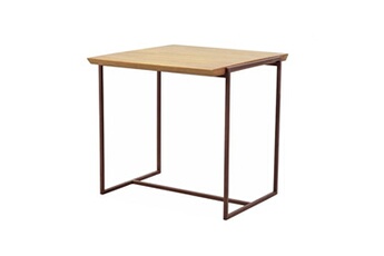 table d'appoint meubletmoi table d'appoint en bois et métal marron - linea