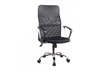 fauteuil de bureau meubletmoi fauteuil de bureau en mesh noir et métal chromé avec roulettes - soft