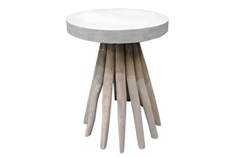 table d'appoint meubletmoi bout de canapé avec plateau et piètement en bois de teck gris - tamy