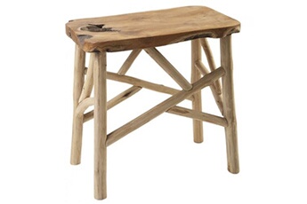 table d'appoint meubletmoi tabouret/table d'appoint en bois de teck avec piètement emmêlé - tynna