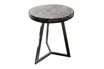 table d'appoint meubletmoi bout de canapé/table d'appoint en bois de teck peint en noir - reglys